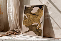Theo van Hoytema Flying Birds Print, Antique Gold Bird Wall Art, Vintage Dutch Crane Poster