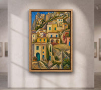Italian Cliffside Village Print Inspired by Leo Gestel’s Huizen op berghelling (1924),Mediterranean Landscape Print