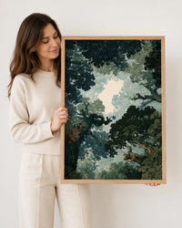 Forest Canopy Tree Art, Enchanted Forest Canopy Wall Art, Moody Green Nature Canvas PrintGreen Leaf Nature Print, Woodla