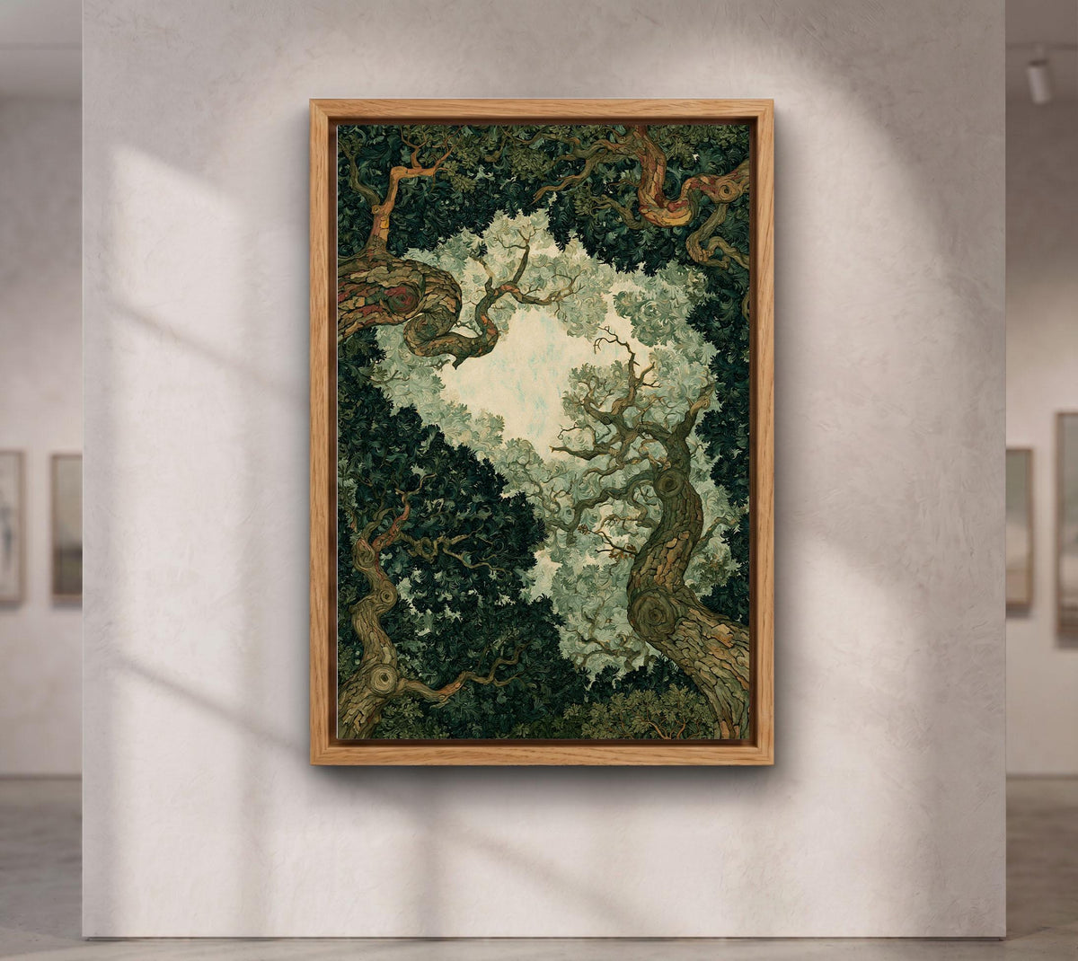 Forest Canopy Tree Art, Enchanted Forest Canopy Wall Art, Moody Green Nature Canvas PrintGreen Leaf Nature Print, Woodla