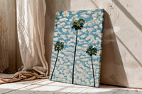 Palm Tree Canvas Wall Art, Coastal Oil Painting Print, California Palm Trees Art, Tropical Beach House Wall Decor