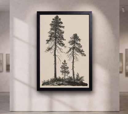Vintage Pine Tree canvas wall art