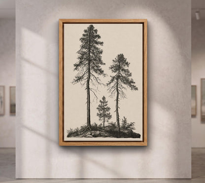 Vintage Pine Tree canvas wall art