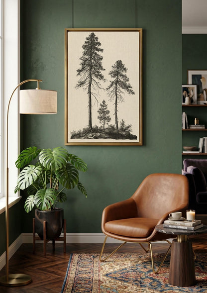 Vintage Pine Tree canvas wall art