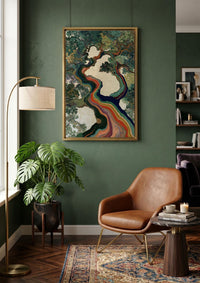 Rainbow Tree Wall Art, Abstract Botanical Canvas Print, Colorful Nature Painting