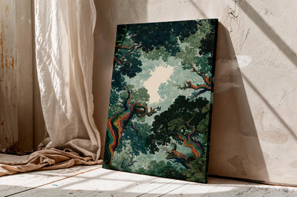 Rainbow Forest Wall Art, Colorful Tree Canopy Print