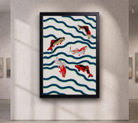 Koi Fish Wall Art, Japanese Inspired Fish Print, Colorful Kitchen and Dining Room Decor
