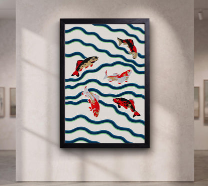 Koi Fish Wall Art, Japanese Inspired Fish Print, Colorful Kitchen and Dining Room Decor