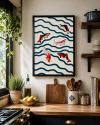 Koi Fish Wall Art, Japanese Inspired Fish Print, Colorful Kitchen and Dining Room Decor
