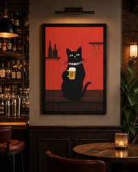 Black Cat Beer Wall Art, Funny Pub & Bar Decor, Pub Style Poster, Quirky Bar Decor
