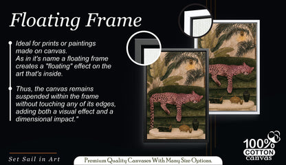Pink Leopard Wall Art, Luxury Tropical Jungle Decor, Maximalist Animal Print