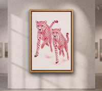 Pink Cheetah Wall Art, Running Cheetahs Print, Luxury Animal Poster