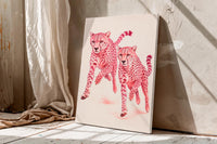 Pink Cheetah Wall Art, Running Cheetahs Print, Luxury Animal Poster