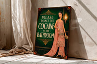 Please Don’t Do Coke in the Bathroom Art Deco Wall Art, Funny Emerald Green Bar and Powder Room Decor, Bar-Pub Wall Deco