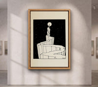 The Path to the Moon by W. T. Horton, 1898 | Mystical Black and White Celestial Art Print