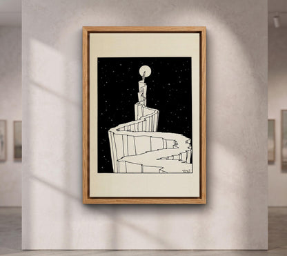 The Path to the Moon by W. T. Horton, 1898 | Mystical Black and White Celestial Art Print