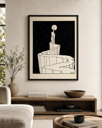 The Path to the Moon by W. T. Horton, 1898 | Mystical Black and White Celestial Art Print