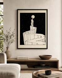 The Path to the Moon by W. T. Horton, 1898 | Mystical Black and White Celestial Art Print