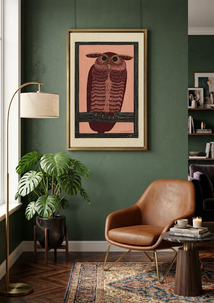 Horned Owl, Pink by Samuel Jessurun de Mesquita canvas wall art