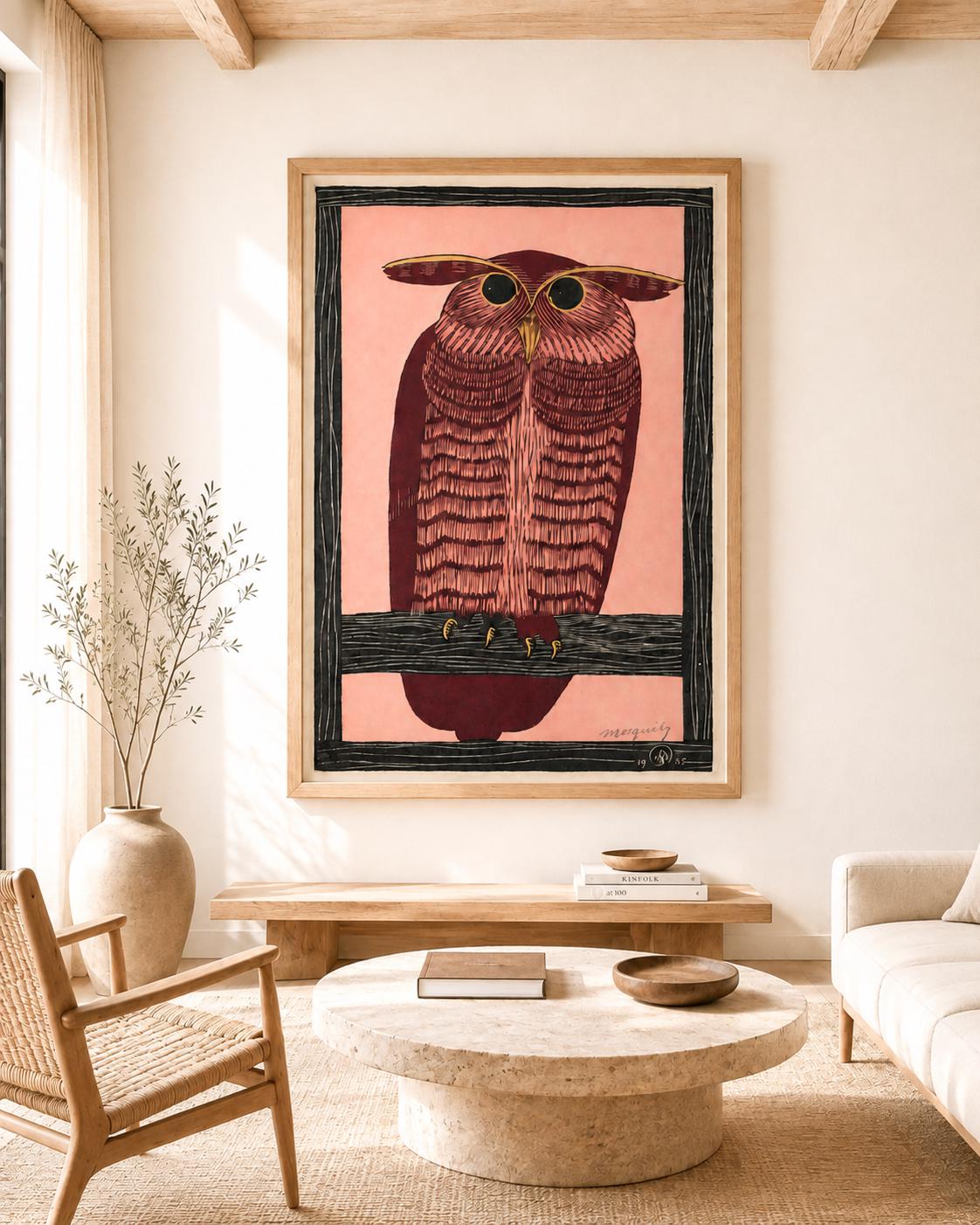 Horned Owl, Pink by Samuel Jessurun de Mesquita canvas wall art
