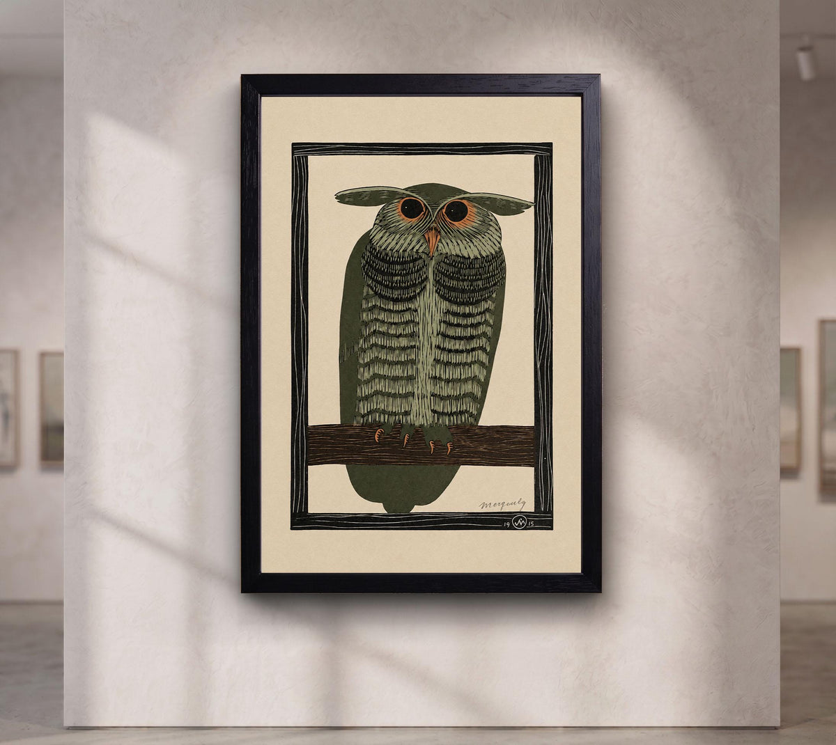 Horned Owl, Olive Green by Samuel Jessurun de Mesquita canvas wall art