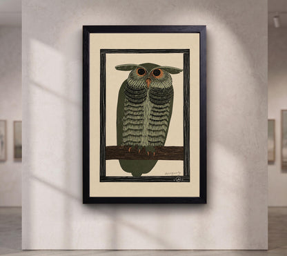 Horned Owl, Olive Green by Samuel Jessurun de Mesquita canvas wall art
