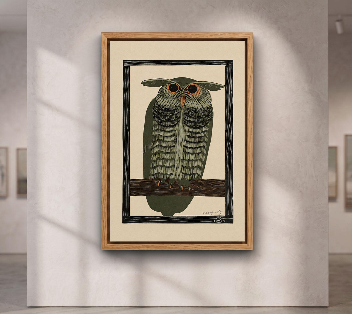 Horned Owl, Olive Green by Samuel Jessurun de Mesquita canvas wall art