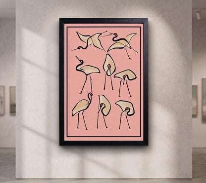 Japanese Bird Wall Art, Katsushika Hokusai Crane Art Print, Japanese Bird Wall Art,Asian Nature Poster
