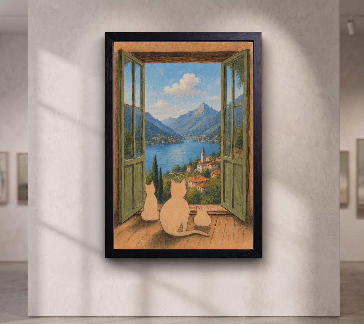 Open Window and Cats Henri Matisse Print, Henri Matisse Style Fauvism Painting, Patio Doors Italy Mediterranean, Lake Co