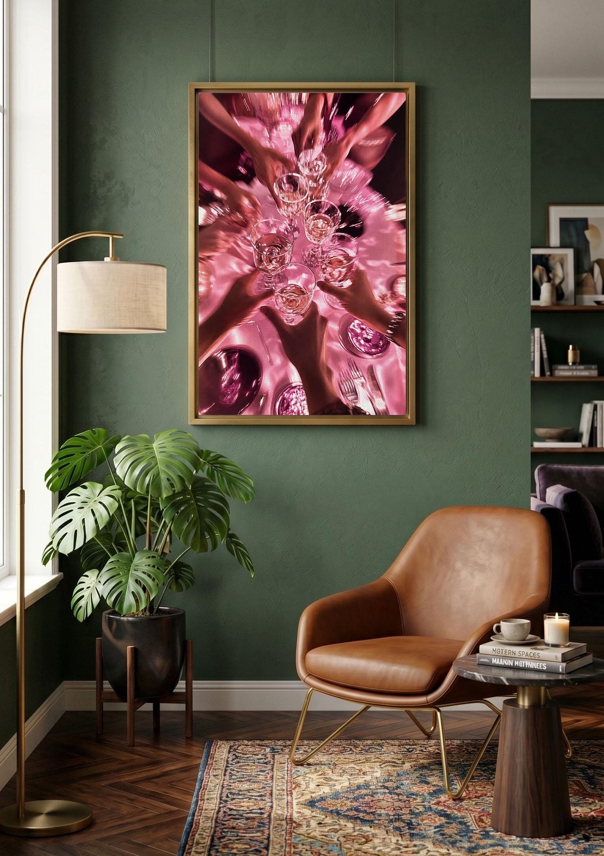 Pink Cheers Print , Cheers Bar Cart Art ,Girls Night Party Canvas, Cocktail Cheers Wall Art, Cheers Poster, Champagne To