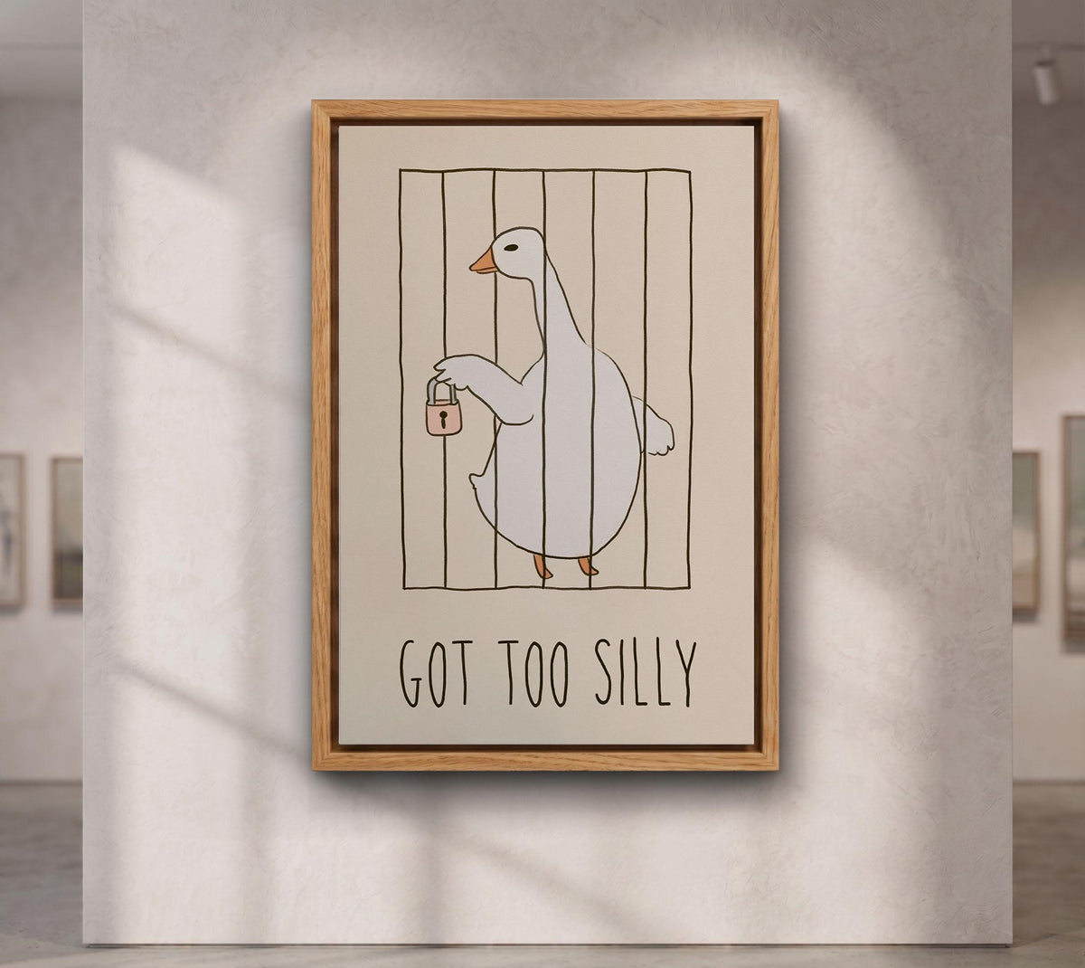 Funny Goose Wall Art, Got Too Silly Poster, Silly Goose Print, Quirky Animal Canvas, Cute Funny Wall Decor