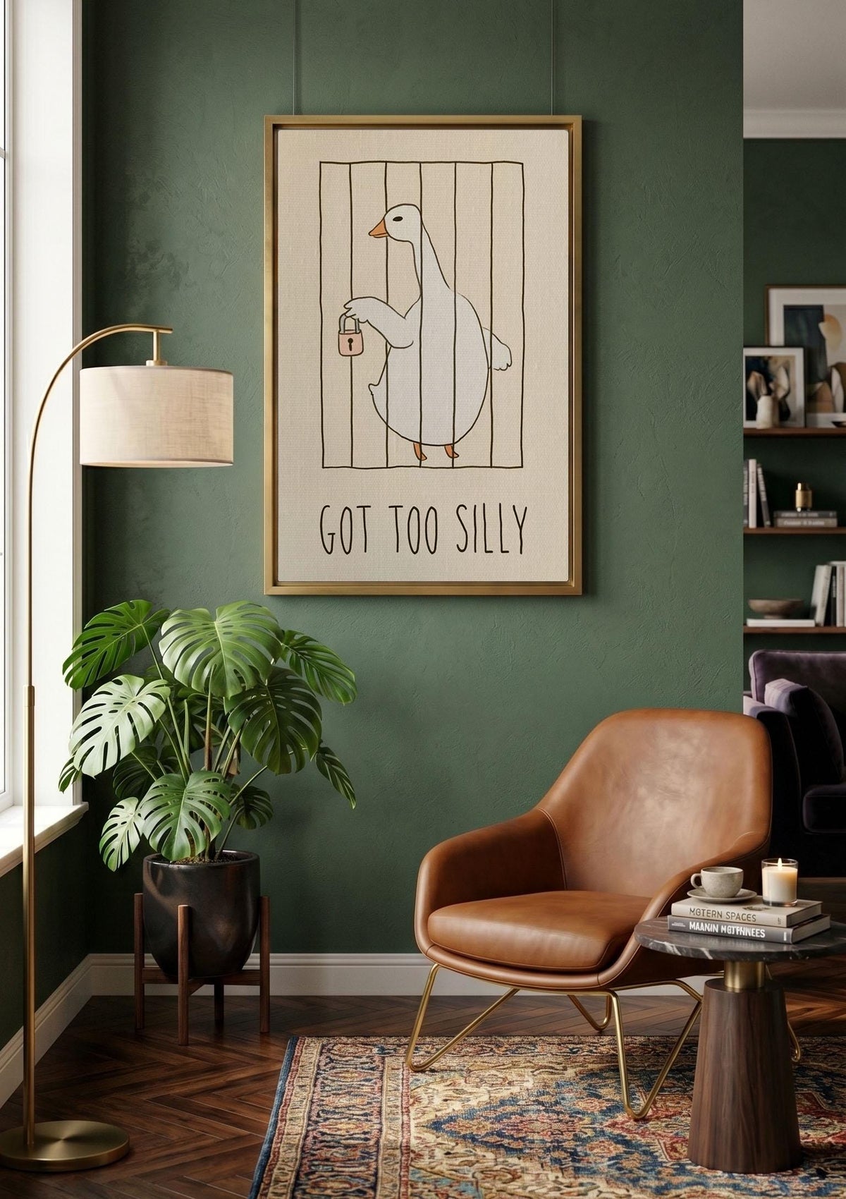 Funny Goose Wall Art, Got Too Silly Poster, Silly Goose Print, Quirky Animal Canvas, Cute Funny Wall Decor