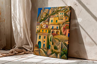 Italian Cliffside Village Print Inspired by Leo Gestel’s Huizen op berghelling (1924),Mediterranean Landscape Print