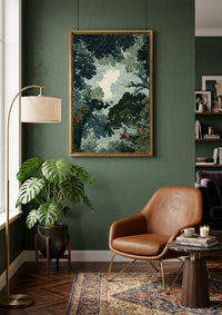 Forest Canopy Tree Art, Enchanted Forest Canopy Wall Art, Moody Green Nature Canvas PrintGreen Leaf Nature Print, Woodla