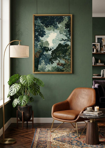 Forest Canopy Tree Art, Enchanted Forest Canopy Wall Art, Moody Green Nature Canvas PrintGreen Leaf Nature Print, Woodla