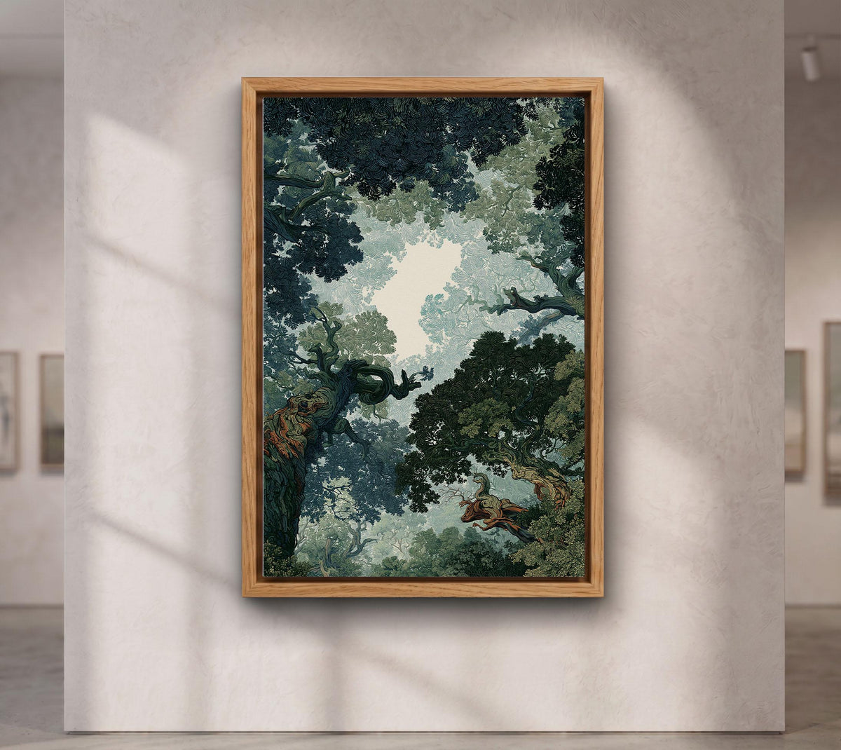 Forest Canopy Tree Art, Enchanted Forest Canopy Wall Art, Moody Green Nature Canvas PrintGreen Leaf Nature Print, Woodla