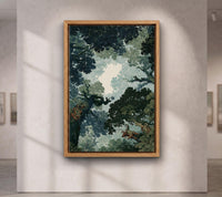 Forest Canopy Tree Art, Enchanted Forest Canopy Wall Art, Moody Green Nature Canvas PrintGreen Leaf Nature Print, Woodla