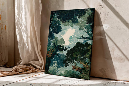 Forest Canopy Tree Art, Enchanted Forest Canopy Wall Art, Moody Green Nature Canvas PrintGreen Leaf Nature Print, Woodla