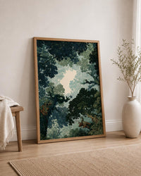 Forest Canopy Tree Art, Enchanted Forest Canopy Wall Art, Moody Green Nature Canvas PrintGreen Leaf Nature Print, Woodla