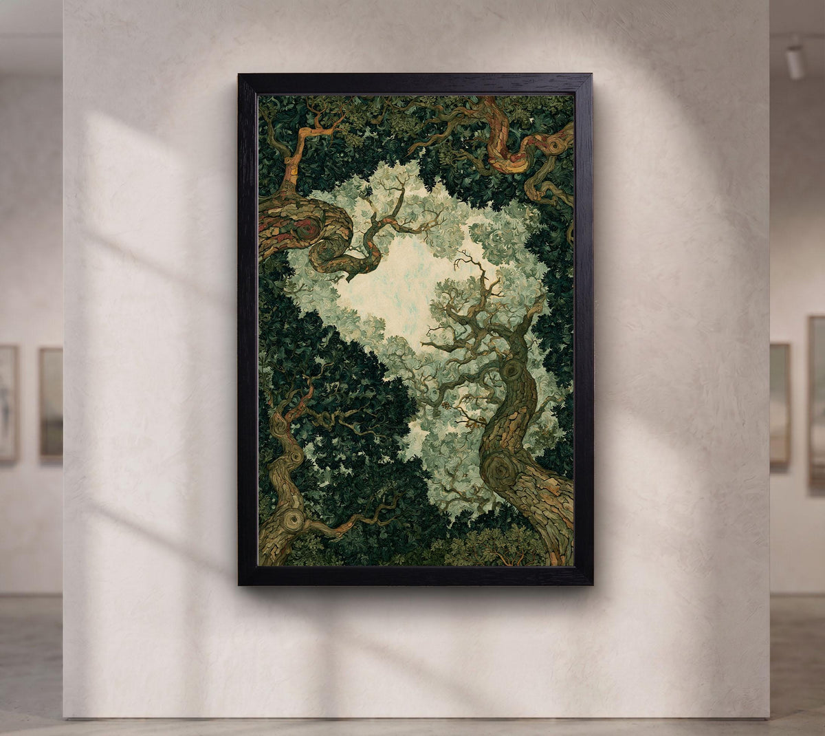 Forest Canopy Tree Art, Enchanted Forest Canopy Wall Art, Moody Green Nature Canvas PrintGreen Leaf Nature Print, Woodla