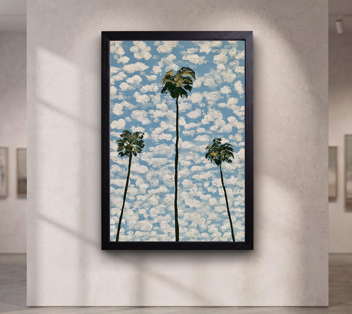 Palm Tree Canvas Wall Art, Coastal Oil Painting Print, California Palm Trees Art, Tropical Beach House Wall Decor