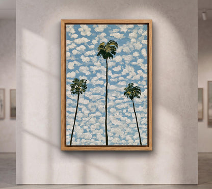 Palm Tree Canvas Wall Art, Coastal Oil Painting Print, California Palm Trees Art, Tropical Beach House Wall Decor