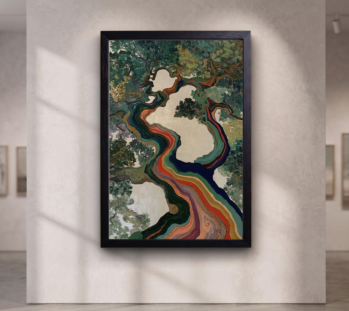 Rainbow Tree Wall Art, Abstract Botanical Canvas Print, Colorful Nature Painting