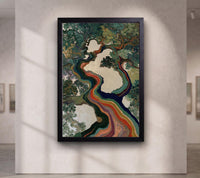 Rainbow Tree Wall Art, Abstract Botanical Canvas Print, Colorful Nature Painting