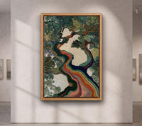 Rainbow Tree Wall Art, Abstract Botanical Canvas Print, Colorful Nature Painting