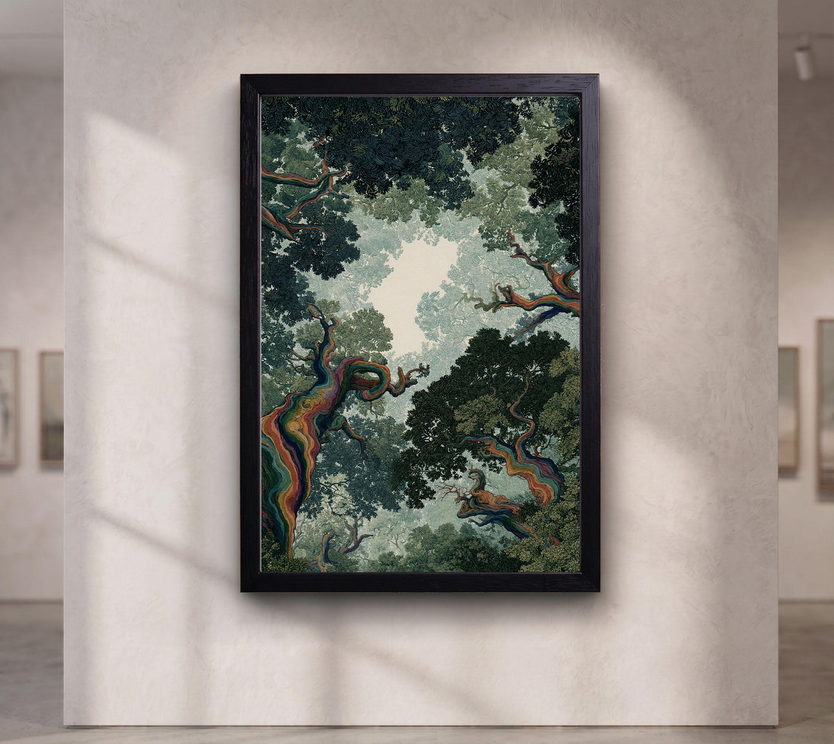 Rainbow Forest Wall Art, Colorful Tree Canopy Print