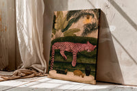 Pink Leopard Wall Art, Luxury Tropical Jungle Decor, Maximalist Animal Print