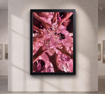 Pink Cheers Print , Cheers Bar Cart Art ,Girls Night Party Canvas, Cocktail Cheers Wall Art, Cheers Poster, Champagne Toast Print