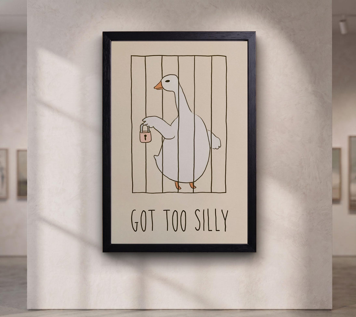 Funny Goose Wall Art, Got Too Silly Poster, Silly Goose Print, Quirky Animal Canvas, Cute Funny Wall Decor