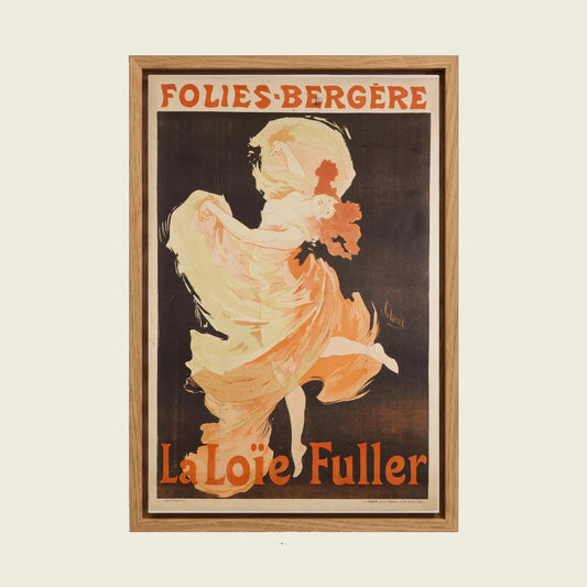 La Loïe Fuller, Folies Bergère by Jules Chéret canvas wall art in a floating oak frame